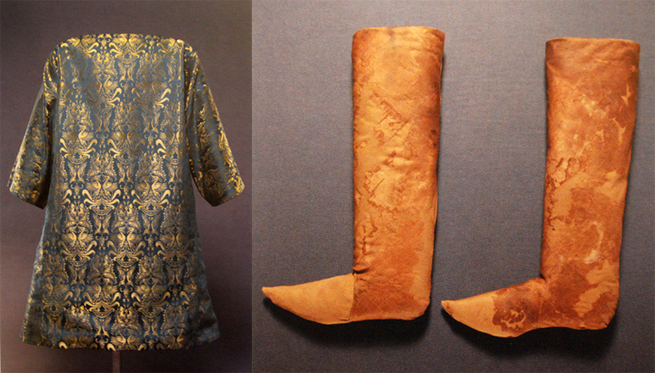 reconstruction of luxurious silk burial dalmatic of Charles IV (1378), Prague castle. In: Hroby a hrobky našich knížat, králů a prezidentů, Lutovský, Bravermanová, 2007