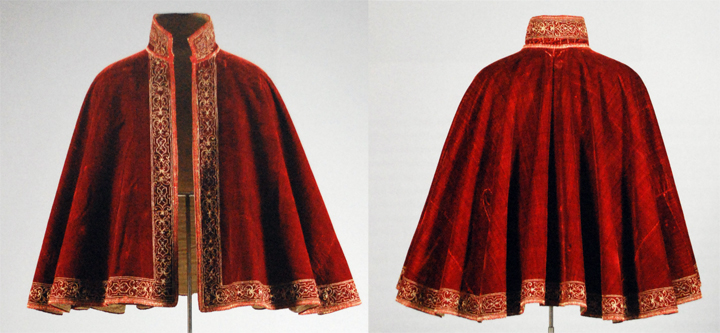 Velvet cloak from 1560 - 80 is in collection of Germanisches National Museum, Nurmberg.