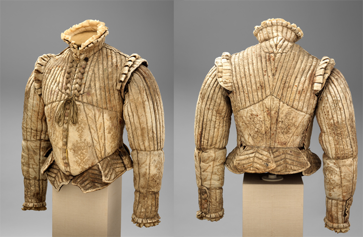 Doublet or pourpoint - made of padded end embroidered lether from France, c1580. Metropolitan Museum of Art, New York