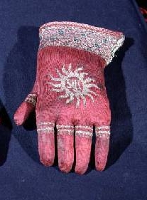 Gloves - pair of knitted silk gloves, possibly once belonging to Archbishop William Warham (c.1450-1532), New College, Oxford