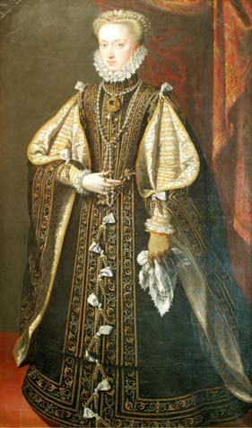 Anna of Austria. portrait of Spanish queen painted by Alonso Sanchez Coello in 1571. Kunsthistorische museum, Vienna